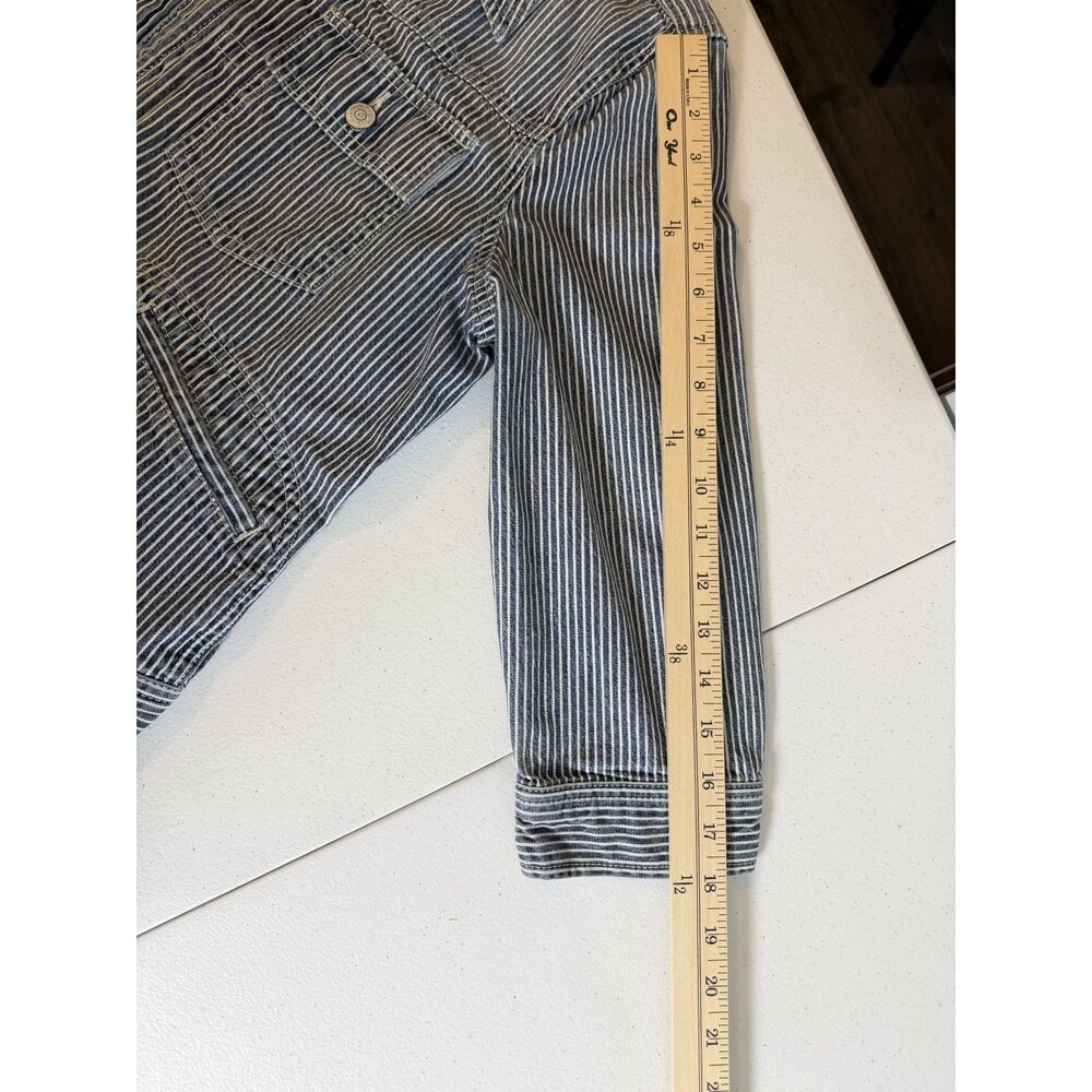 LRL Lauren Jeans Co Ralph Lauren Womens Blue White Stripe Denim Jacket Size L - Picture 9 of 9